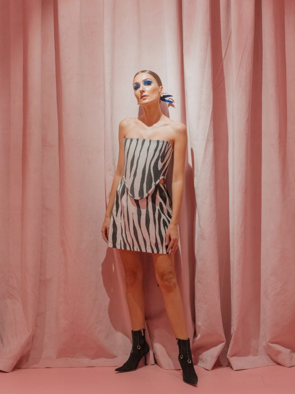 zebra print velvet skirt